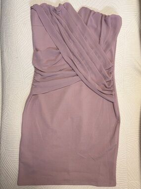 iris Strapless Ruched Bodycon Dress in Dusty Mauve